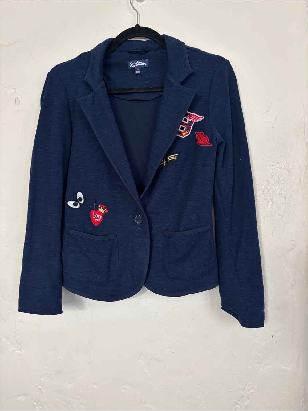 Freshman Navy Blazer with Playful Patch Details